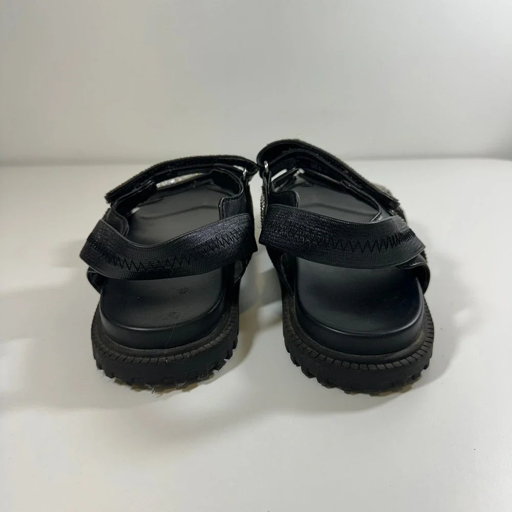 Madden NYC Women Black Rhinestone Chunky Platform Sandals Size 6 Hook Loop Strap